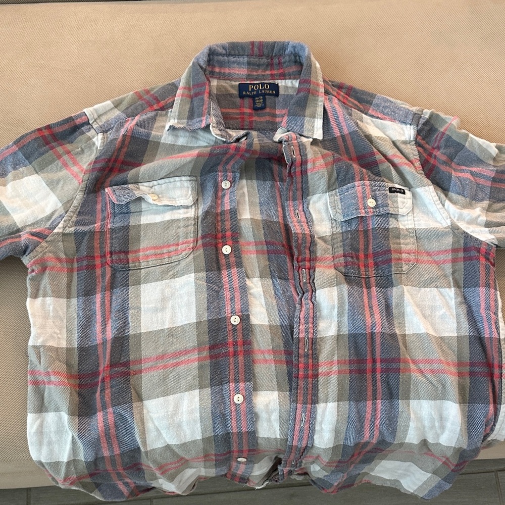 Polo by Ralph Lauren Men's Casual Plaid Shirt - Gray and Pink